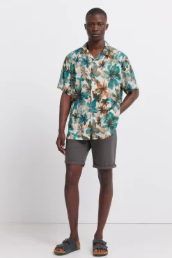 Bermuda 5 poches coupe slim d&eacute;lav&eacute;e