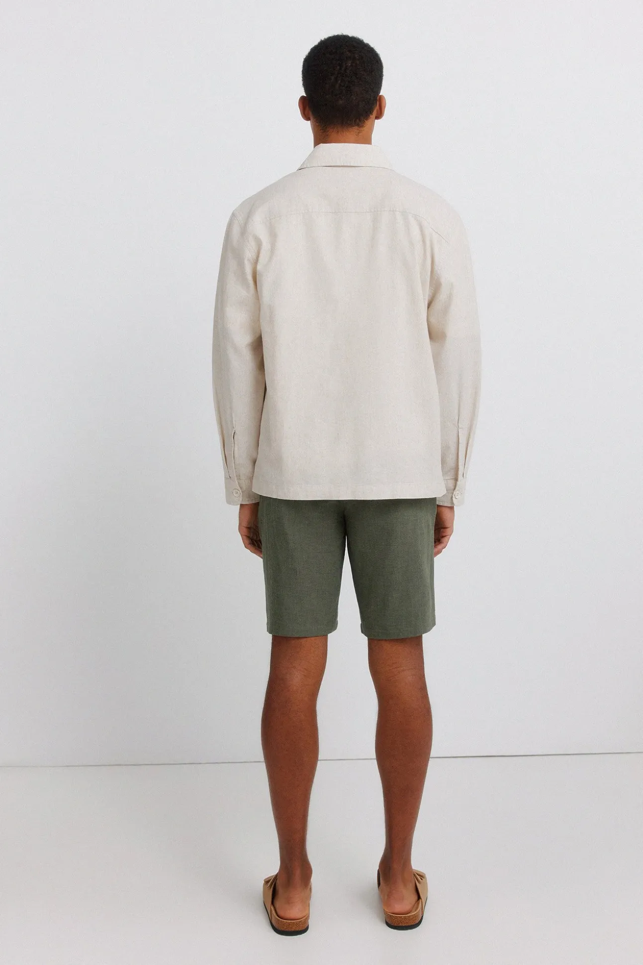 Bermuda dobby en lin comfort fit