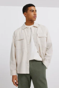 Bermuda dobby en lin comfort fit