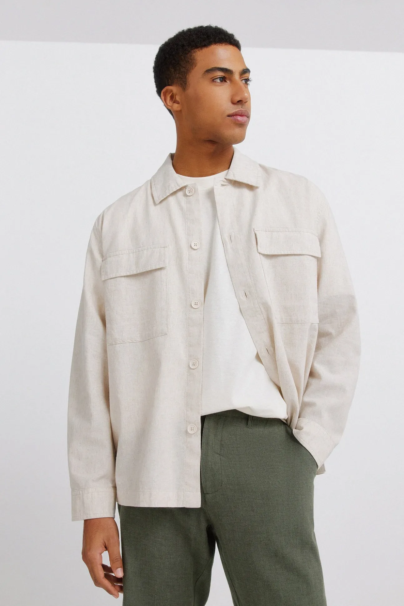 Bermuda dobby en lin comfort fit