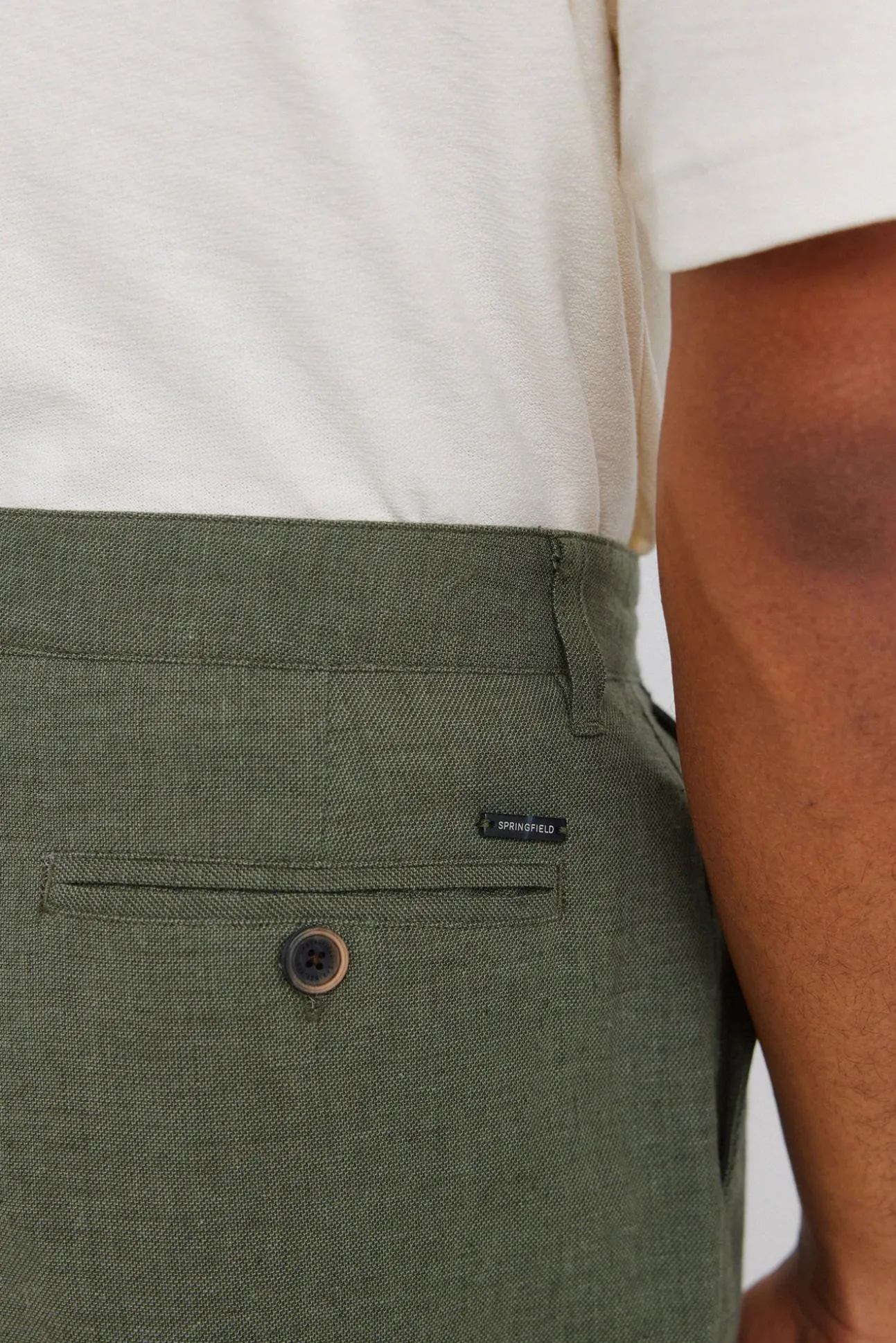 Bermuda dobby en lin comfort fit