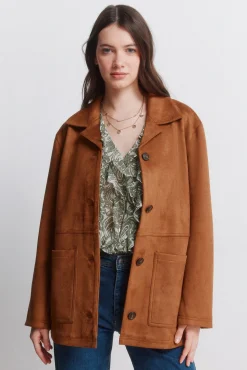 Blazer en daim synth&eacute;tique