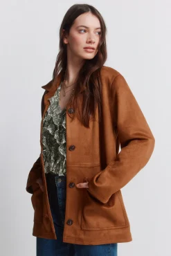 Blazer en daim synth&eacute;tique