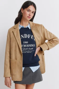 Blazer en daim synth&eacute;tique