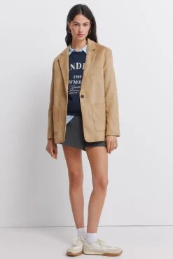 Blazer en daim synth&eacute;tique