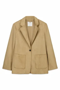Blazer en daim synth&eacute;tique