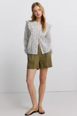 Blouse &agrave; volume et volants