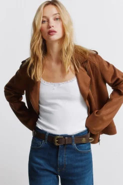 Blouson en daim avec passants