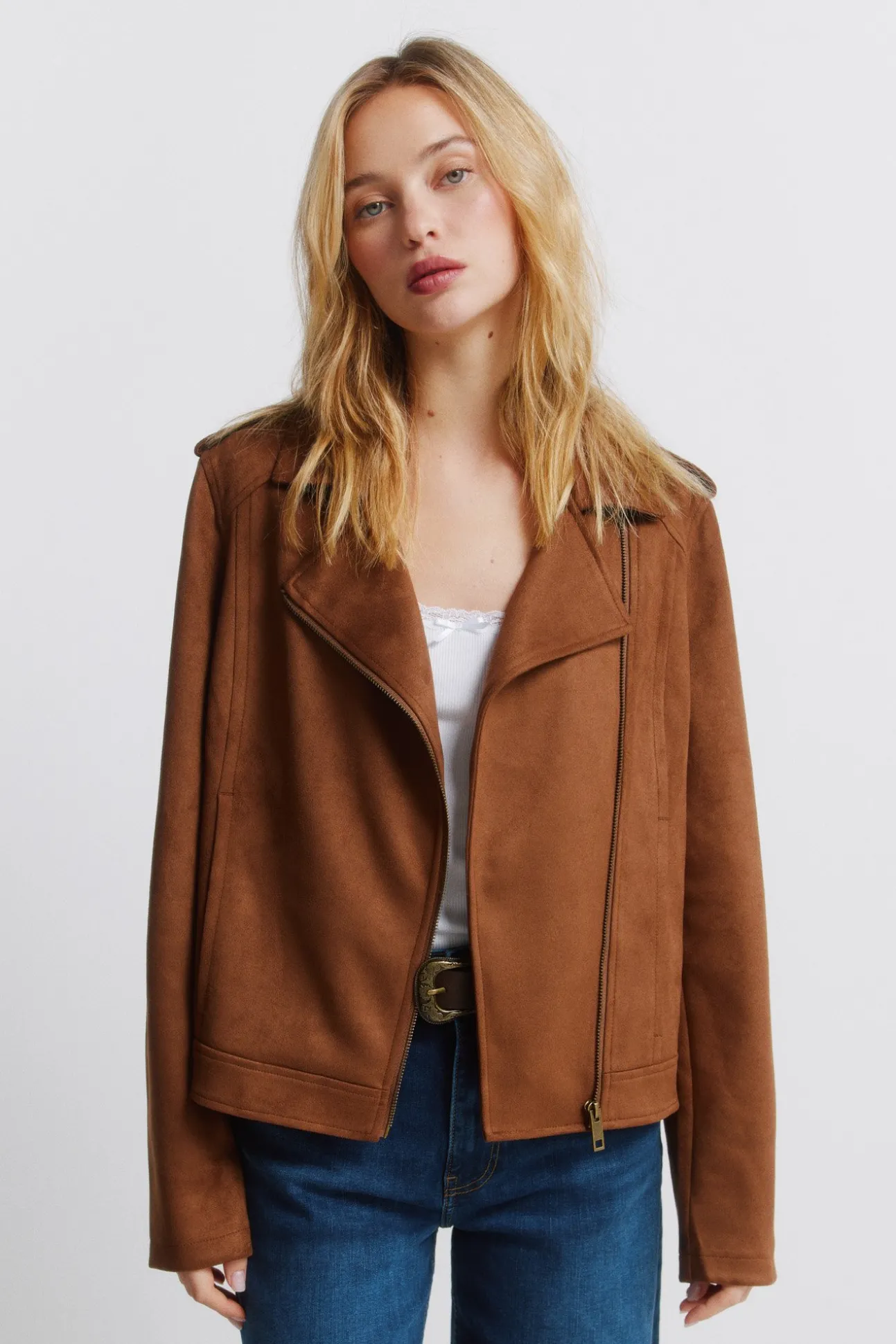 Blouson en daim avec passants