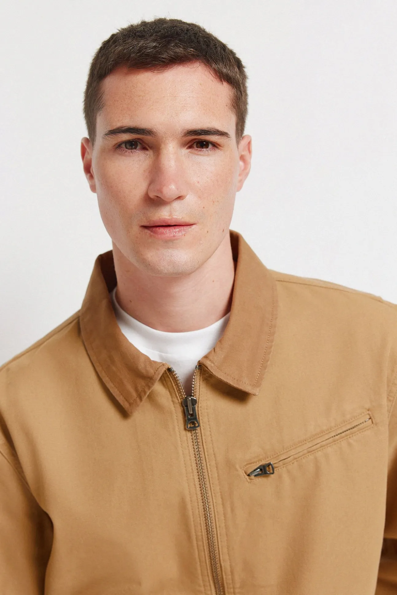 Blouson lavé à contraste en coton
