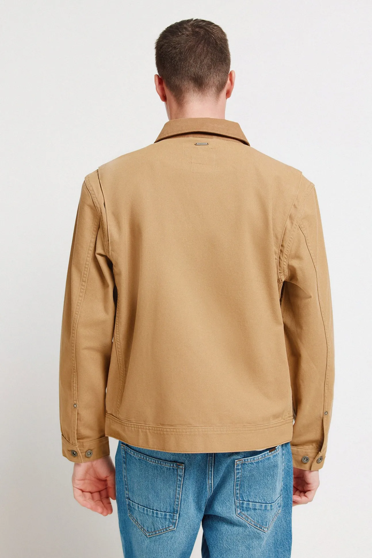 Blouson lavé à contraste en coton