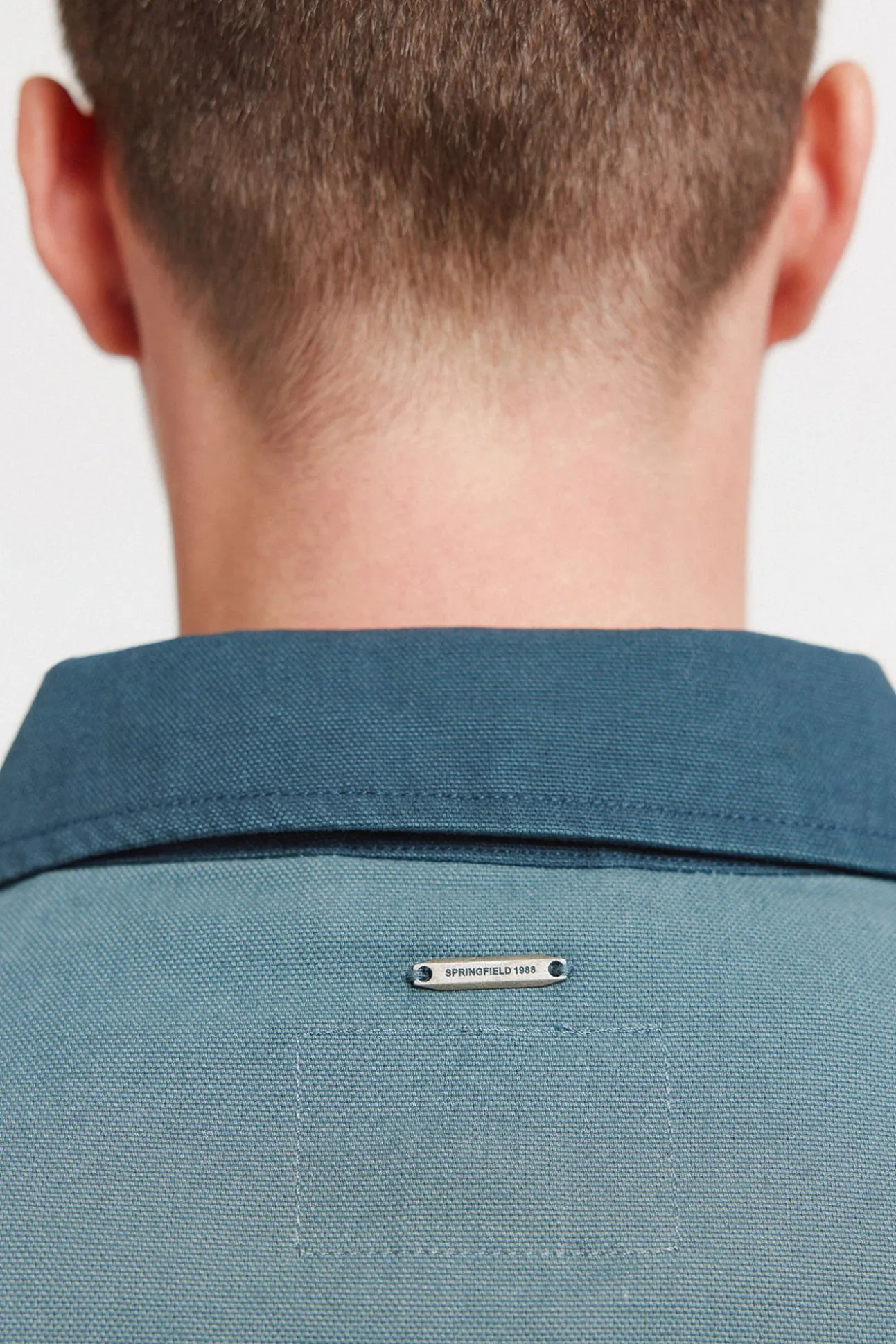 Blouson lavé à contraste en coton