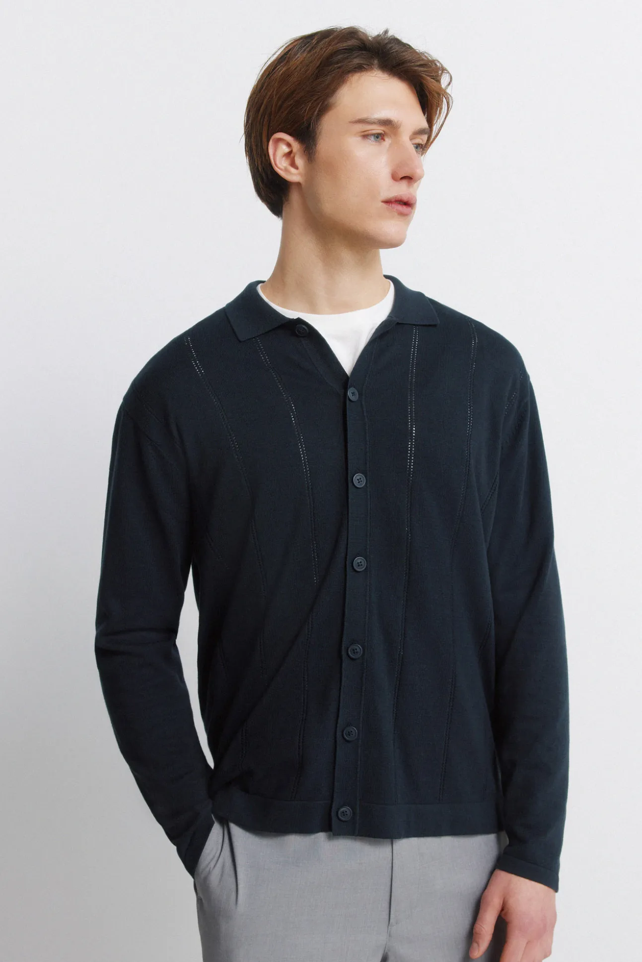 Cardigan à boutons col polo