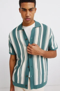 Cardigan &agrave; rayures &agrave; boutons