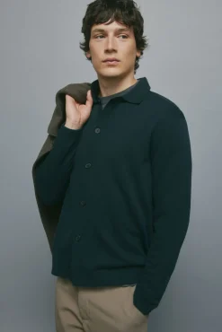 Cardigan boutonn&eacute; &agrave; col polo