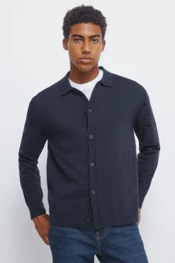 Cardigan boutonn&eacute; &agrave; col polo