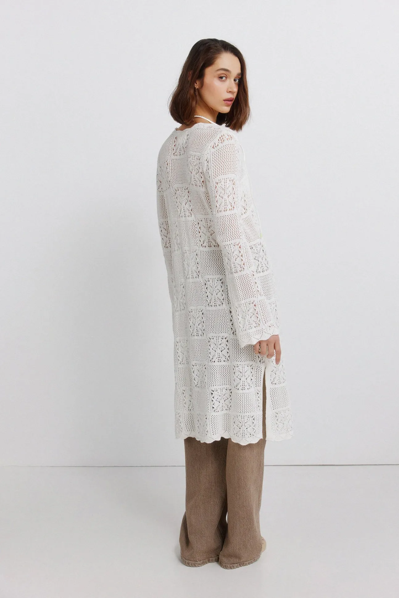 Cardigan long en pointelle