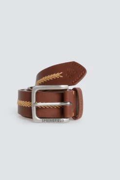Ceinture effet cuir &agrave; motifs ethniques