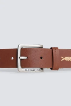 Ceinture effet cuir &agrave; motifs ethniques