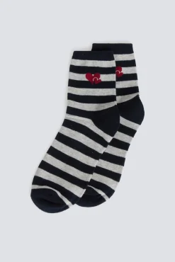 Chaussette longue à rayures cœurs