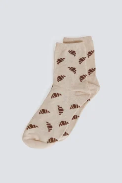 Chaussette longue à motifs croissants