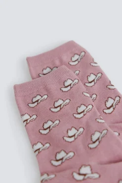 Chaussette longue &agrave; motifs chapeaux