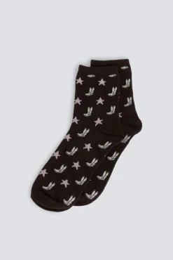 Chaussette longue à motifs bottes et étoiles