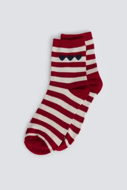 Chaussettes longues à rayures cœurs