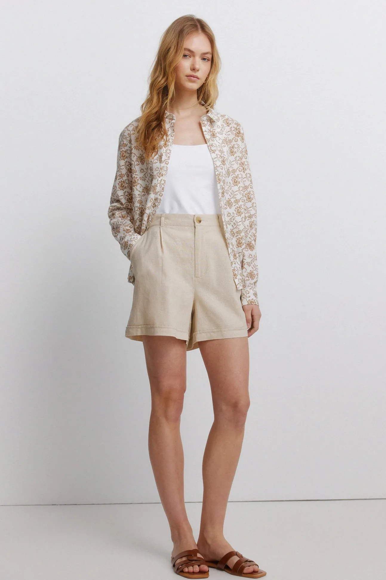 Chemise basique effet lin