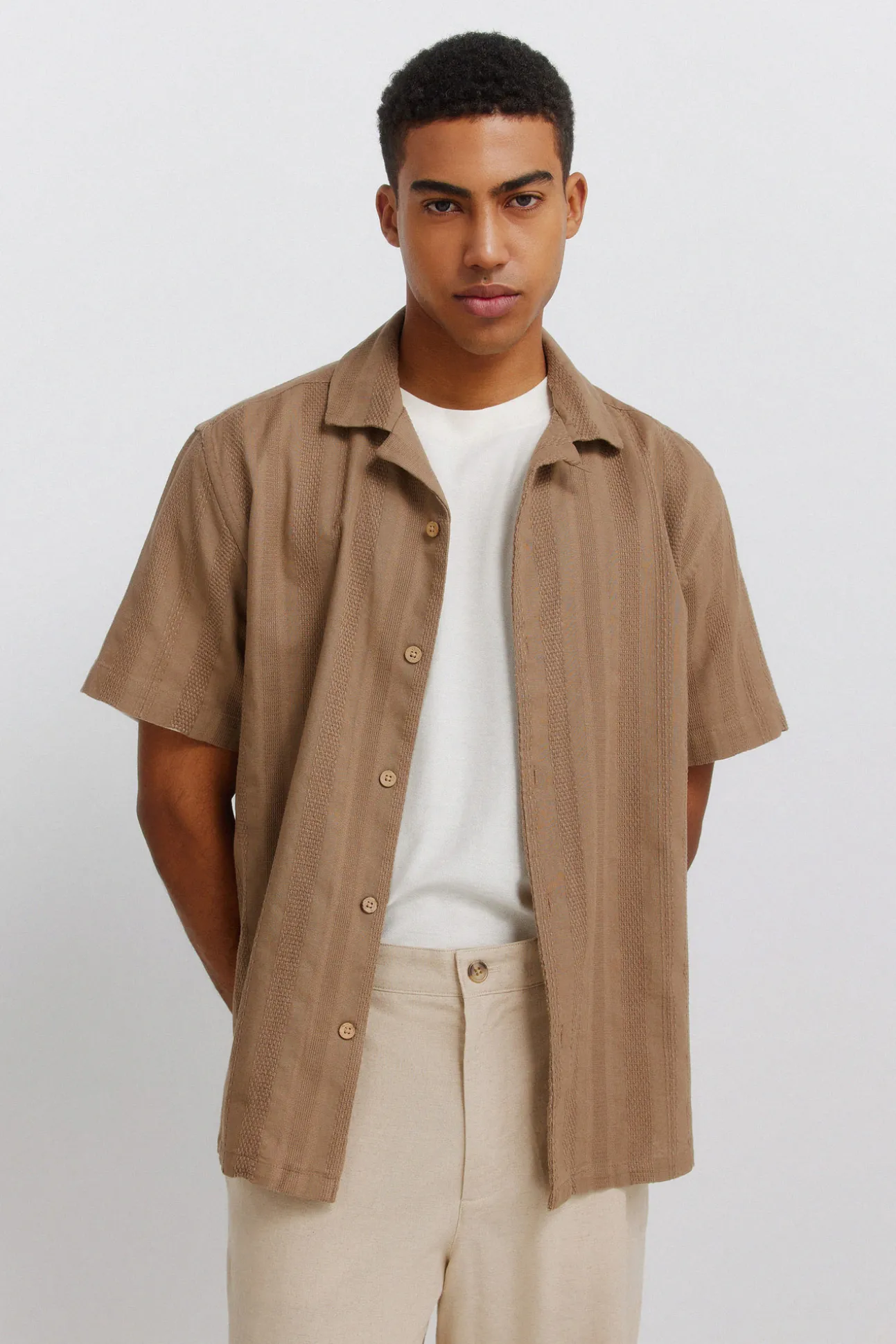 Chemise bowling manches courtes jacquard