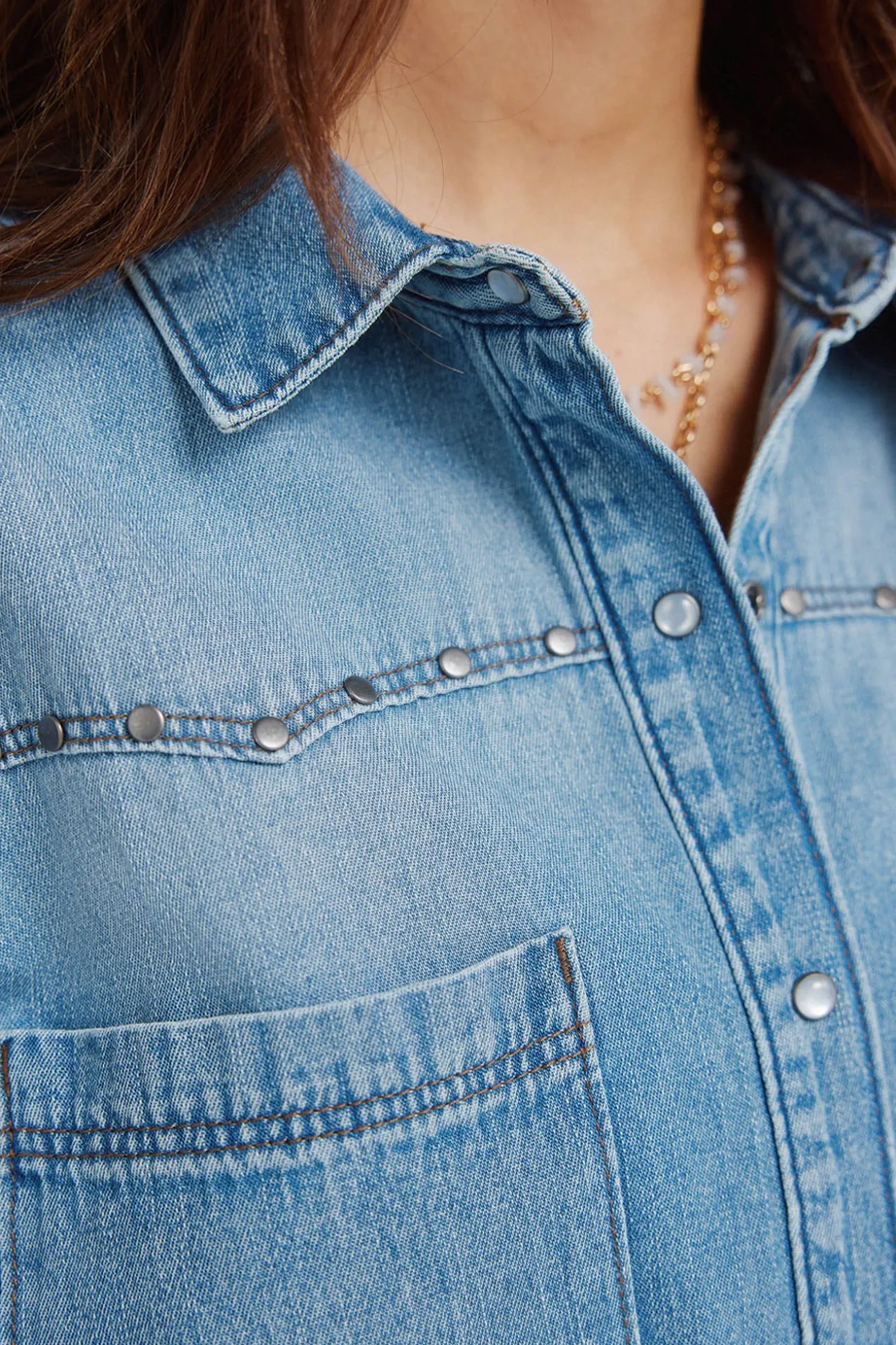 Chemise canezou en denim