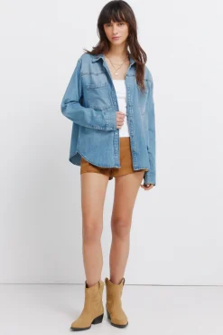 Chemise canezou en denim
