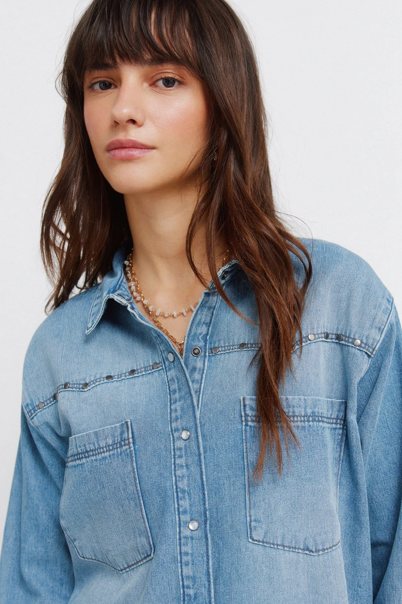Chemise canezou en denim