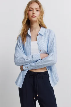 Chemise col en V en lin