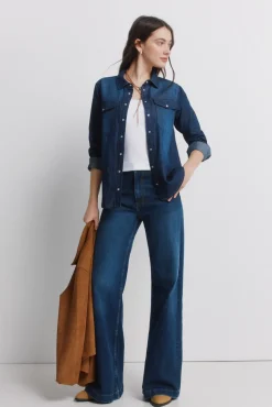 Chemise en jean avec poches en coton