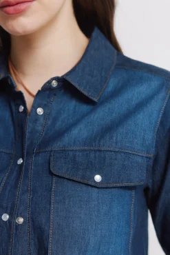 Chemise en jean avec poches en coton