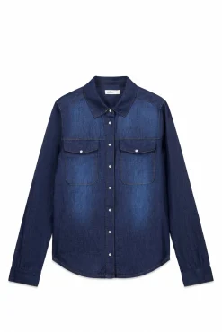 Chemise en jean avec poches en coton