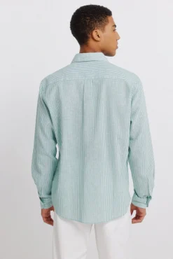 Chemise en lin &agrave; rayures