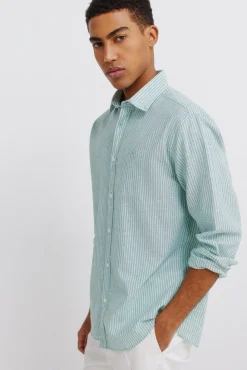 Chemise en lin &agrave; rayures