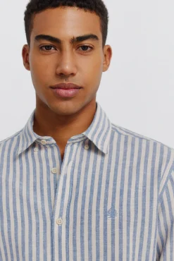 Chemise en lin &agrave; rayures