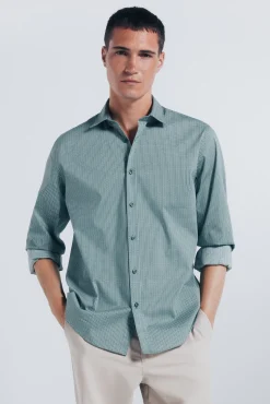 Chemise en popeline micro- imprim&eacute;