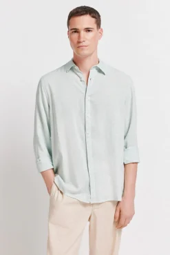 Chemise fil &agrave; fil en lin et viscose