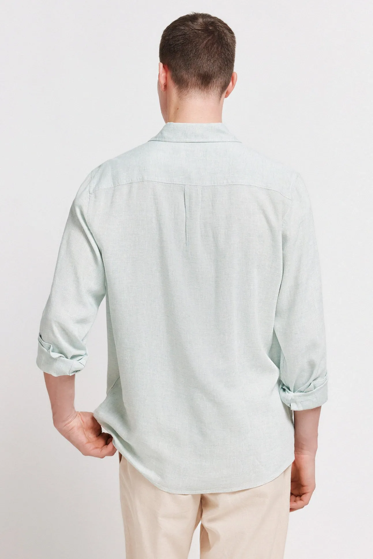 Chemise fil à fil en lin et viscose