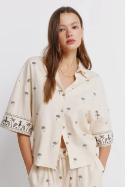 Chemise manches courtes imprim&eacute;e oversize