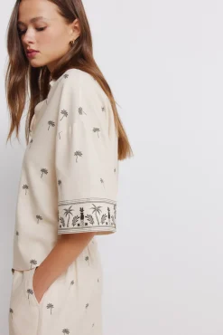 Chemise manches courtes imprimée oversize