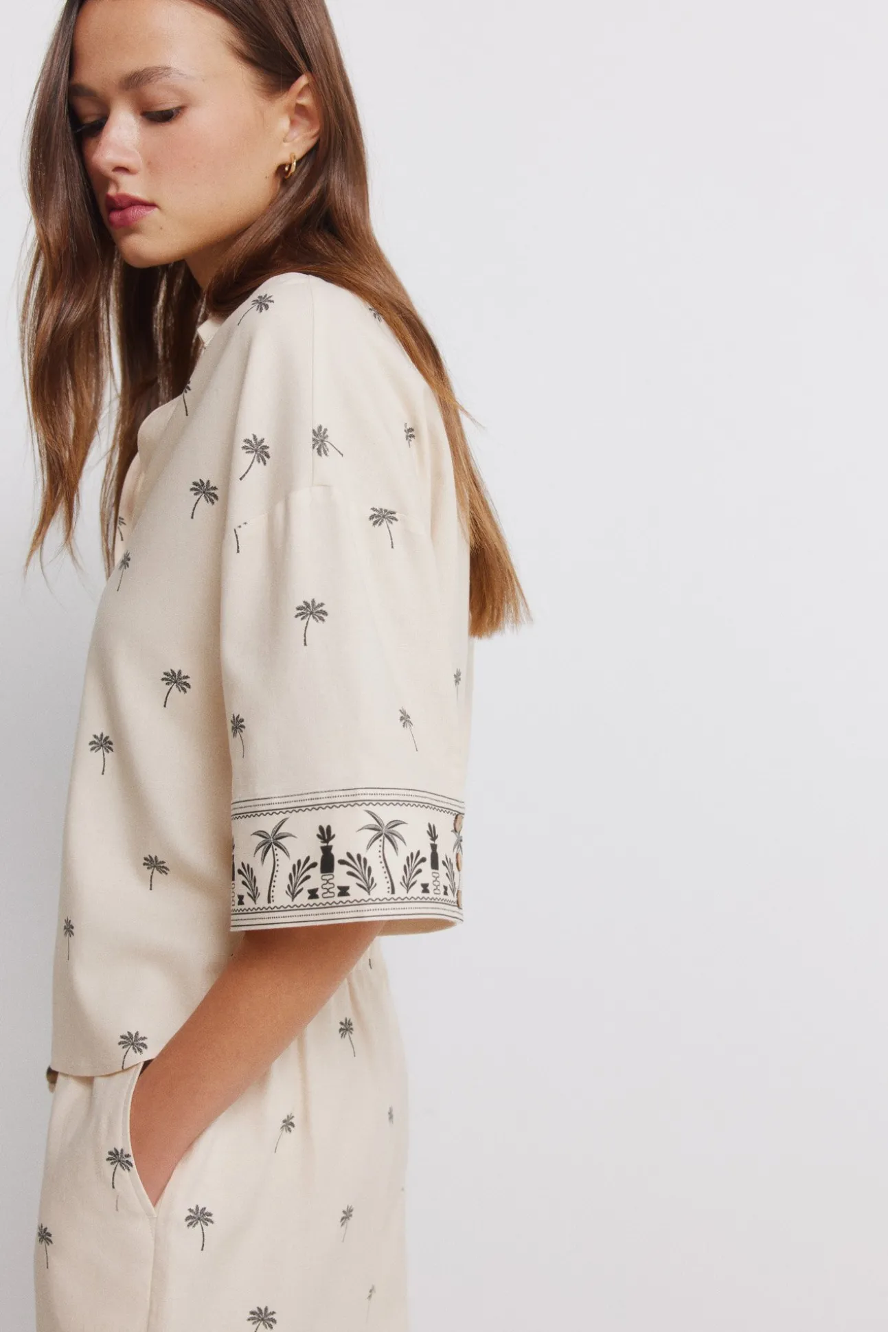 Chemise manches courtes imprimée oversize