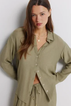 Chemise manches longues &agrave; rayures