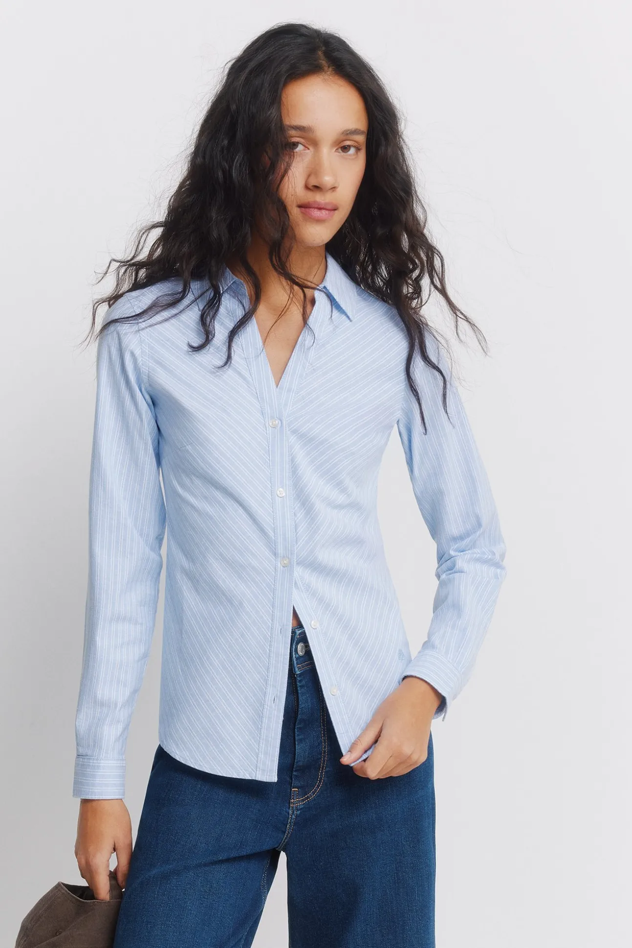 Chemise Oxford en coton à col en V