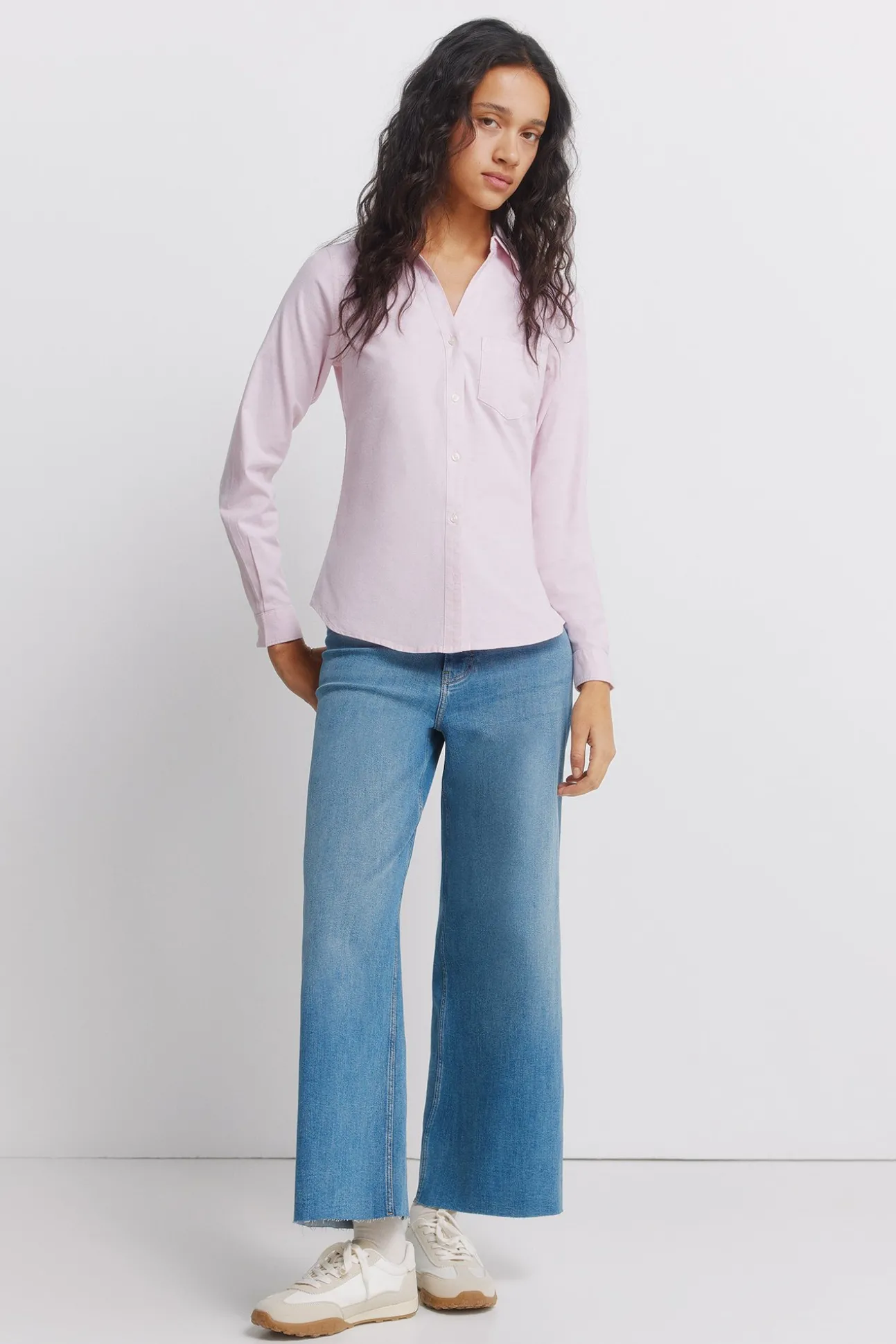 Chemise Oxford en coton à col en V