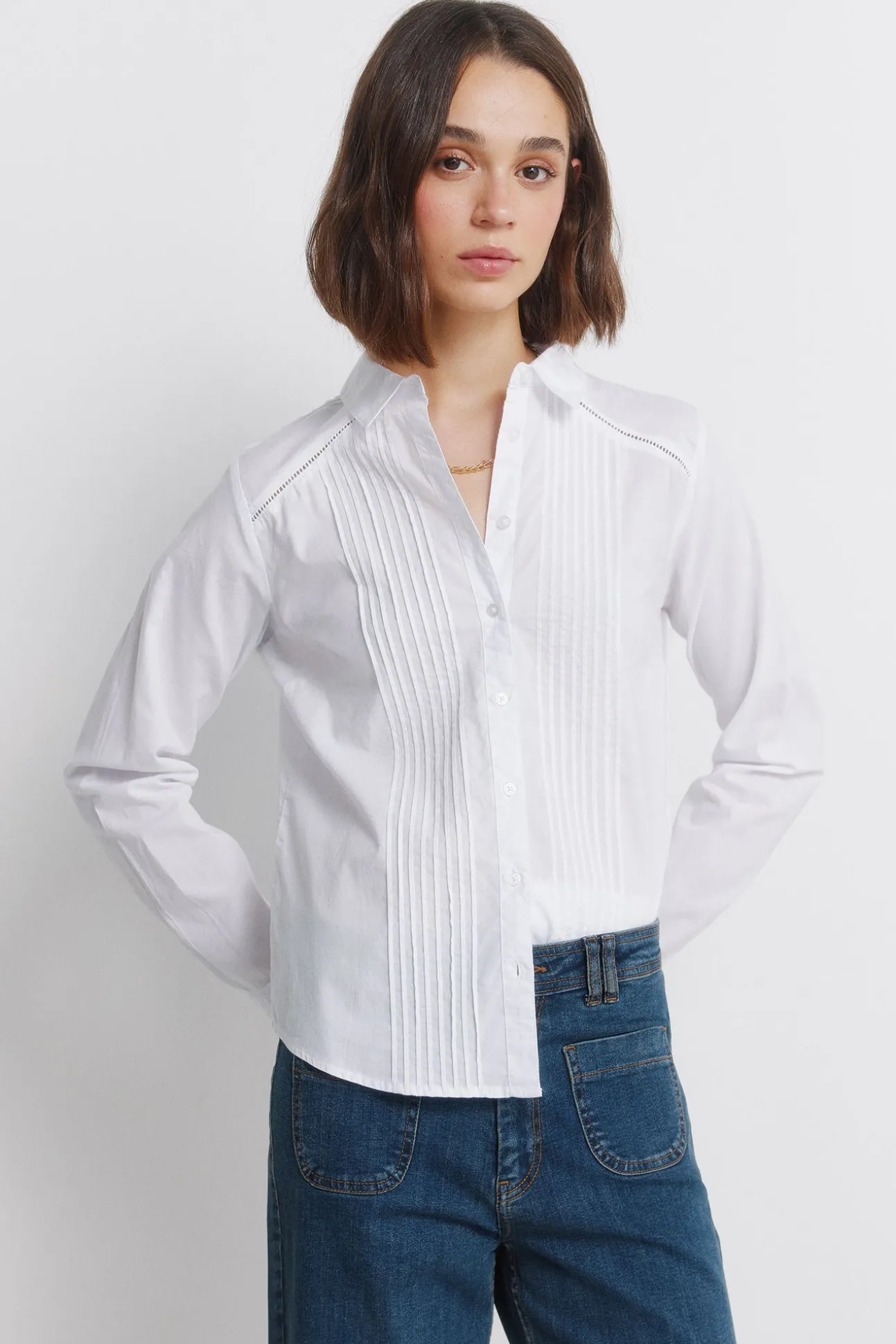 Chemise plissée manches longues